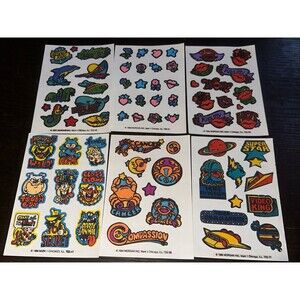 6 Sheets Vtg 1984 Mark 1  Scratch N Sniff Tattoo Sticker Sheets Space Ocean Lips